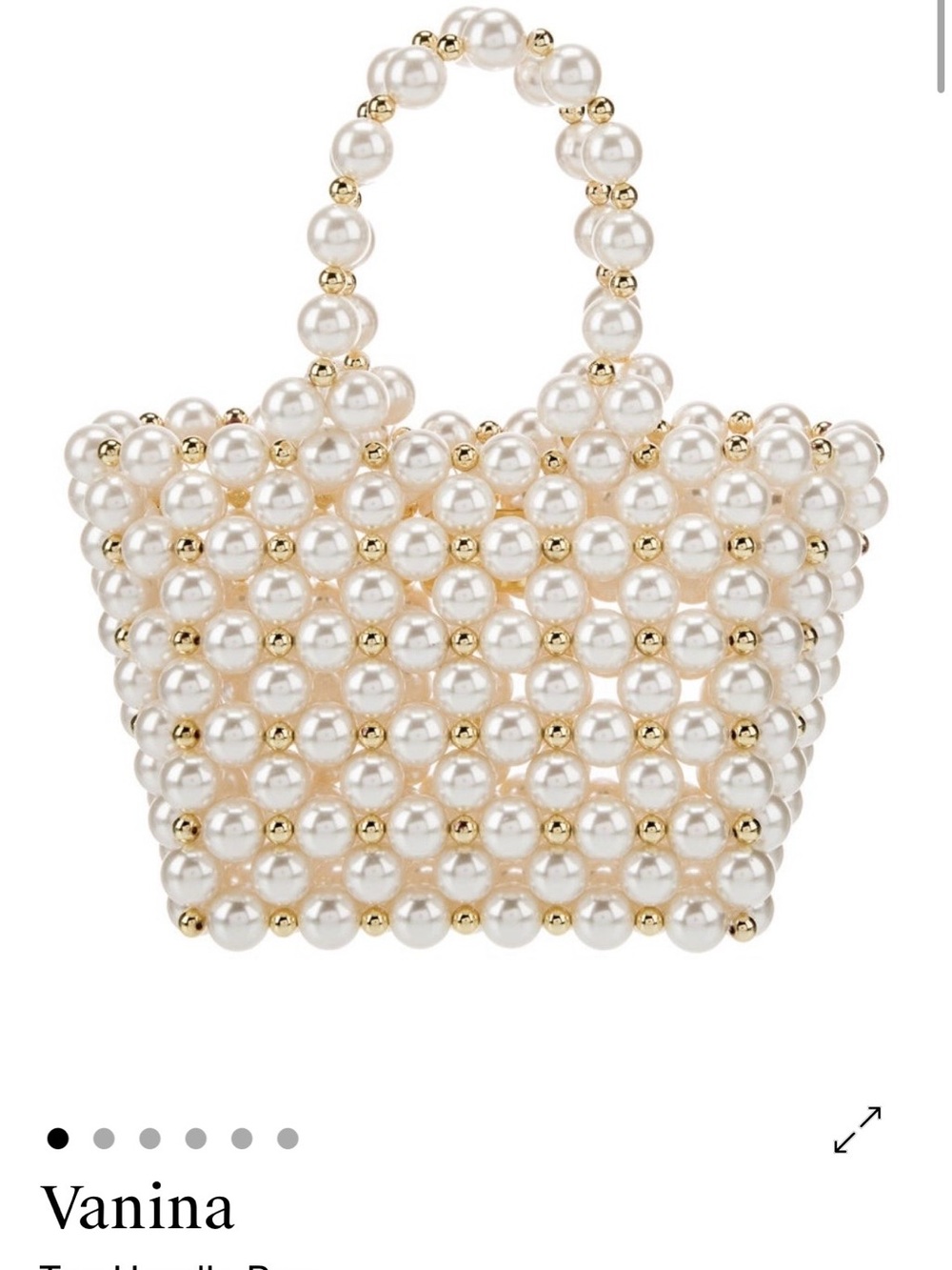 Vanina Pearl Beaded Mini Tote in Ivory with Gold Accents